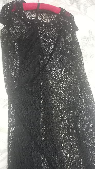 mirvari muncuq: Qara krujeva qadın paltarı - Rəng: qara - Material: sıx naxışlı — 1