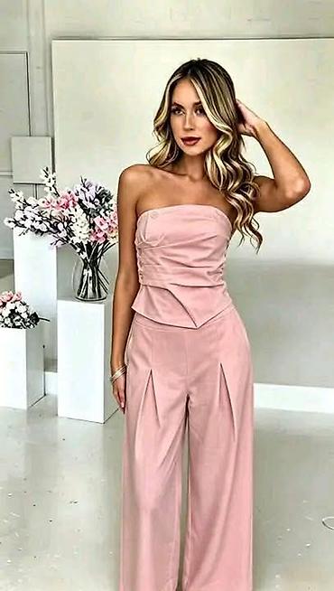 torba bugatti: Elegantni ženski komplet – top bez bretela i široke pantalone — 2
