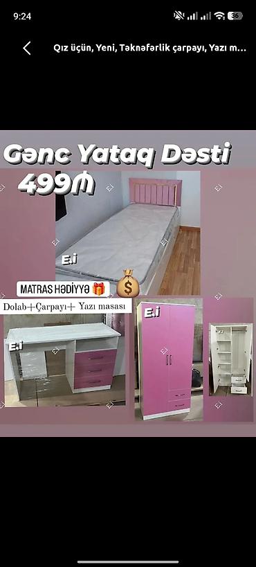 genc yataq: Gənc yataq dəsti – qızlar üçün Komplekt: - Tək nəfərlik çarpayı - — 1