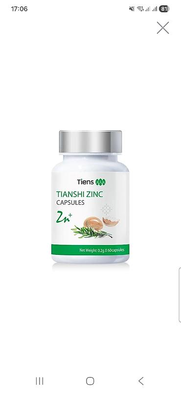 sink kapsul: Məhsul: Tiens Tianshi Zinc Capsules (Sink kapsulları) Xüsusiyyətlər — 1