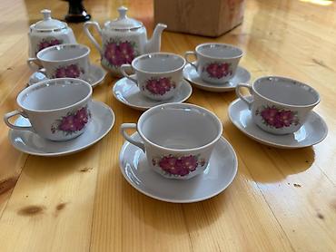Çay dəsti, rəng - Ağ, Farfor, 6 nəfərlik
