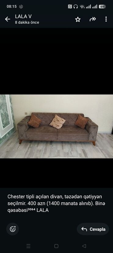 Sifarişlə mebel: Chester tipli açılan divan, təzədən qətiyyən seçilmir. 400 azn (1400