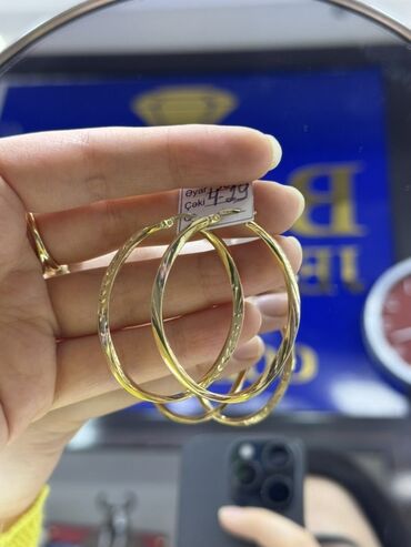 цена 1 карата бриллианта в баку: Серьги, Желтое золото, 4 г