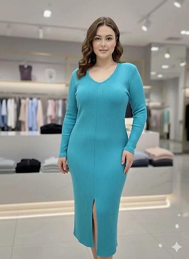 Haljine: Ženska rebrasta midi haljina sa dugim rukavima od S do 4xl - Kroj — 9