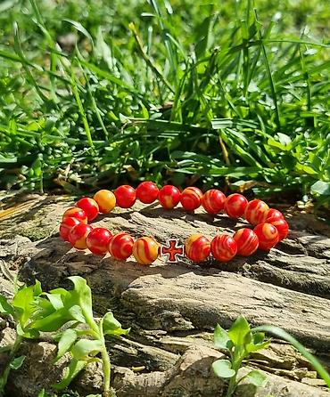 Narukvice: Kalist ručno rađene kamene brojanice od crvenog ahata, sa blagoslovom — 3