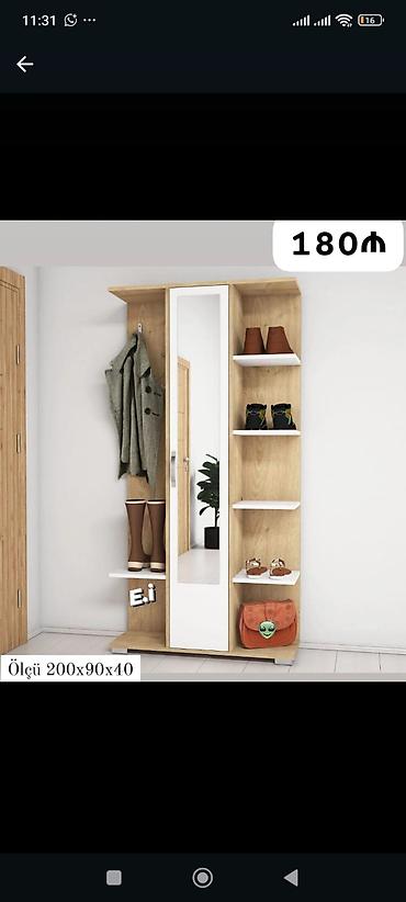Mebel: Yeni, 1 qapı, Güzgülü, Ağ, Açılan, Düz dolab — 1