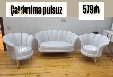 Masa və oturacaq dəstləri: Yeni, Divan, 2 kreslo, Bazasız, Açılmayan