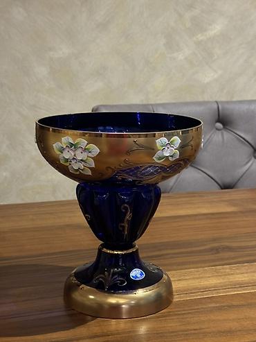 Ev və bağ: Böyük dekorativ qədəh-kasel - Material: qalın, kobalt-mavi şüşə - — 4