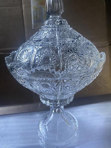 ваза для сладостей: Büllur şirniyyat qabı – qapaqlı, ayaqlı - Material: şəffaf kəsmə — 4