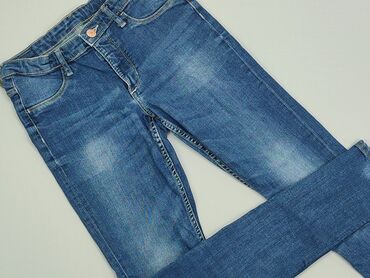 Dżinsy: Dżinsy H&M, 12 lat, wzrost - 152 cm., stan - Bardzo dobry, wzór - Jednolity kolor, kolor - Niebieski