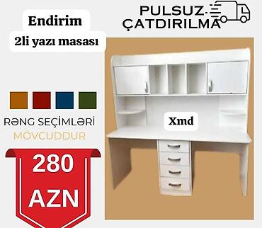 döş stolu: Endirimli 2-li yazı masası - İki nəfər üçün geniş iş səthi - Orta — 1
