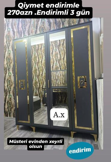 Divanlar: Yeni, 4 qapılı Düz dolab, Şifonyer