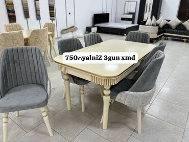 Divanlar: Qonaq otağı üçün, Açılmayan, Oval masa, 6 stul