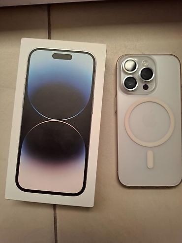 iphone 4: IPhone 14 Pro, Б/у, 256 ГБ, Серебристый, Зарядное устройство, Чехол, Кабель, 99 % — 1