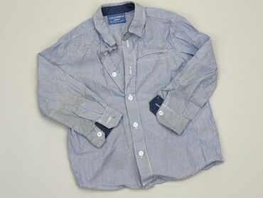 bluzki chłopięce z długim rękawem 134: Koszula 3-4 lat, stan - Dobry, wzór - W paski, kolor - Niebieski