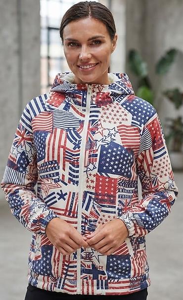 Ostale jakne, kaputi, prsluci: Ženska lagana jakna sa kapuljačom – patriot print - Dizajn: patchwork — 1