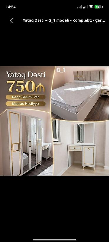 safir yataq desti: İkinəfərlik çarpayı, 2 tumba, Yeni — 1