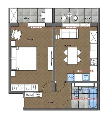 Продажа квартир: 1 комната, 53 м², 108 серия, 6 этаж, Дизайнерский ремонт — 12