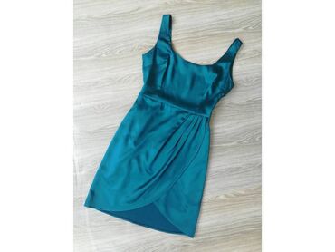 indijske haljine online prodaja: Unikatna petrolej haljina od satena. Šivena, jednom nošena. Gornji deo