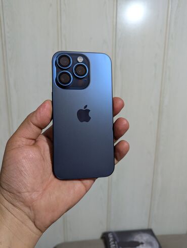 сотовые телефоны бишкек цены: IPhone 15 Pro, Б/у, 128 ГБ, Blue Titanium, Кабель, 88 %
