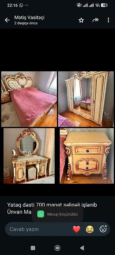 bedroom: Yataq dəsti 700 manat səliqəli işlənib Ünvan Maştağa. Mətiş 3751 — 1
