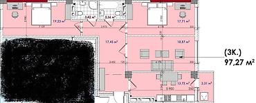 Продажа квартир: 3 комнаты, 97 м², Элитка, 13 этаж, ПСО (под самоотделку) — 5