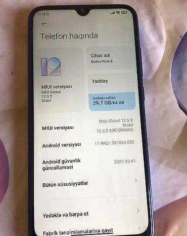 Redmi Note 8, 64 GB, rəng - Göy, Sensor, Barmaq izi, İki sim kartlı lalafo.az -da Redmi Note 8, 64 GB, rəng - Göy, Sensor, Barmaq izi, İki sim kartlı