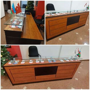Ofis masaları: Aytən 🌺 Reseption stolu uzunluq 2.42m eni 0.68 m hündürlüyü 1 m 380