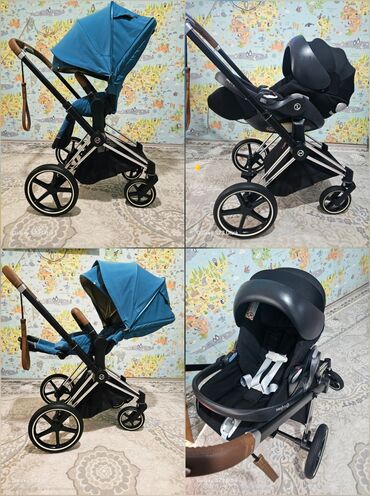 прогулочная коляска peg perego: Коляска, цвет - Голубой, Б/у