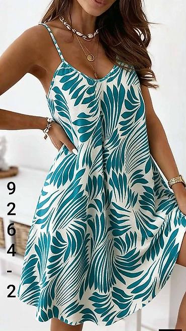 Haljine: Letnja haljina na tanke bretele - Kroj: lepršava A-linija, midi — 6