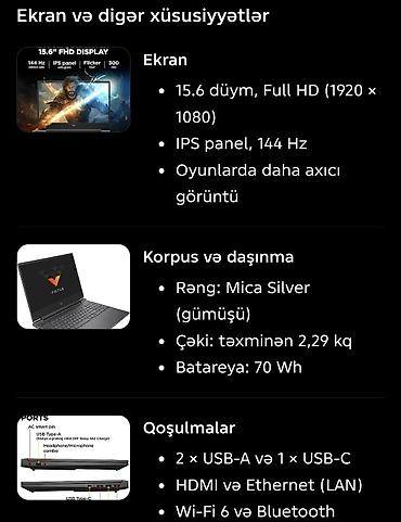 geforce 2060 8gb: 🎮 **HP VICTUS GAMING SET — RTX 4050 | RYZEN 7 | ZƏMANƏTLİ** 💰 — 7