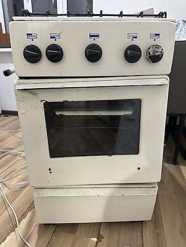 Газовая плита с духовкой, классический формат 50×60 см, белый цвет. - at lalafo.kg Газовая плита с духовкой, классический формат 50×60 см, белый цвет. -