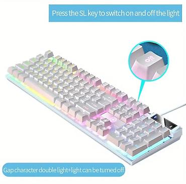 kral games: RGB arxa işıqlı oyun klaviaturası – White ( tək rəng tək model) - — 4