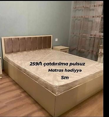 tunba: Yataq dəsti – klassik dizayn, neytral açıq rəngdə. Yatağın başlılığı — 1
