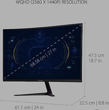 Monitorlar: ViewSonic 27" WQHD monitor - Ekran: 27 düym (68.58 sm), WQHD 2560 x — 2