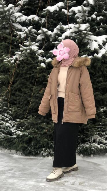 женские пиджаки для полных: Женская зимняя куртка, цвет тёплый беж. - Утеплённая, с объёмным