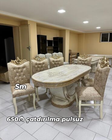 Çarpayılar: Qonaq otağı üçün, Yeni, Açılmayan, Oval masa, 6 stul