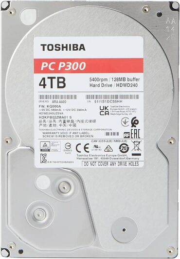 Накопитель, Б/у, Toshiba, HDD, 4 ТБ, 3.5", Для ПК