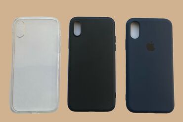 iphone 4 s: IPhone X üçün 3lü set kabura (şəffaf, qara, mavi)