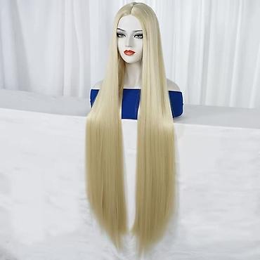 35: Ultra duga ravna perika – platinasto plava, 106,7 cm (42 inča) - Tip — 5