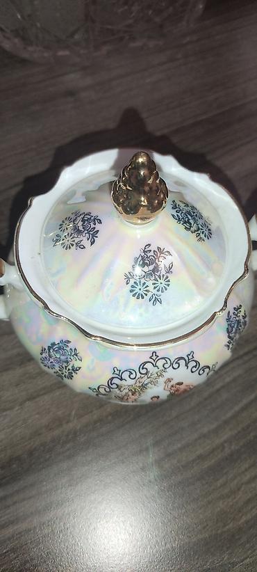 samovar 10 litr: Kofenni set 6 nəlbəki 6 fincan, süt qabı, çaynik və pesok qabı — 5