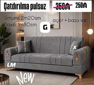 - Boz rəngli, müasir dizaynlı açılan divan - Ölçülər: ümumi 2 m 20 sm