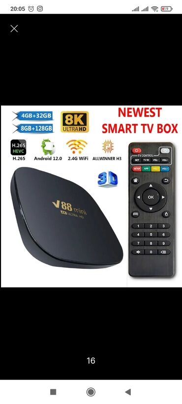 samsung a2 qiymeti: Yeni Smart TV boks TV box 8 GB / 32 GB, Ünvandan götürmə