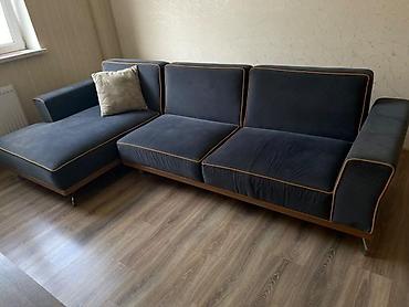 Divan – künc/şezlonglu model - Ölçü: 290 sm uzunluq - Rəng: tünd göy