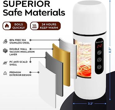 Транспорт: Yesido VC20 Portativ elektrikli termos və su qızdırıcısı Səyahət — 5