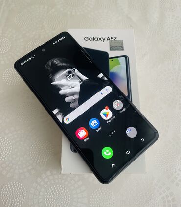 telefon kabrolari samsung: Samsung Galaxy A52, 128 GB, rəng - Qara, Barmaq izi, İki sim kartlı, Face ID