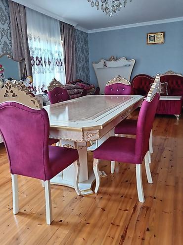 ofis kreslo satisi: Klassik üslubda yemək otağı dəsti - Dəst: 1 böyük stol + 6 stul - — 3