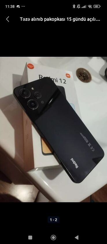 sabirabad telefon satisi: Xiaomi 12, 256 GB, rəng - Qara, 
 Face ID