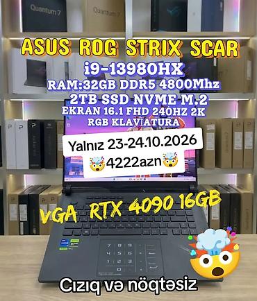 ssd caddy: ASUS ROG Strix SCAR oyun noutbuku - Prosessor: Intel Core i9-13980HX — 1