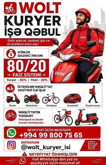 Əməkdaş axtarışı (vakansiyalar): Sürücü-kuryer tələb olunur, Nəqliyyat təmin edilir, Gündəlik ödəniş, Təcrübəsiz — 1